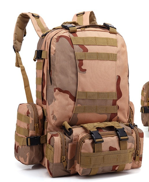 The Last Aztec, Men's Travel Backpack Oxford Cloth Outdoors Backpack Army Camouflage Tactics Double Shoulder Bag Mountaineering Large Combination Backpack