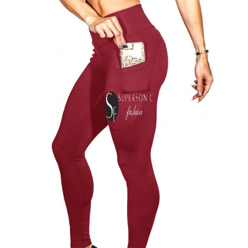 The Last Aztec, Solid Color High Elastic Fitness Hip Lift High Waist Yoga Pants