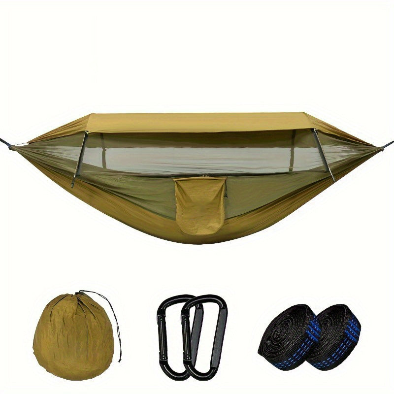 The Last Aztec, 2025 Upgraded Double Layer Camping Hammock. 210D Nylon Mesh Camping Hammock. Sunscreen And Insect Repellent Double Zipper Design. Portable Outdoor Gear With Carabiner. Load Capacity 500lbs