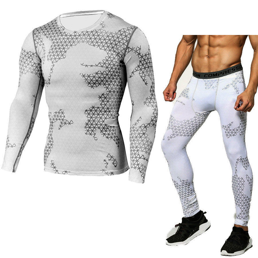 The Last Aztec, Get A Bigger Size Than Your Regular Size, Camouflage Compression Baselayer Set Sports Compression Set Long Sleeve T-Shirt Tights Exercise Clothes Workout Bodysuit Fitness Suits For Men