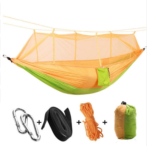 The Last Aztec, Outdoor Parachute Cloth Hammock Couble with Mosquito Net Light Portable Army Green Insect-proof Camping Aerial Tent