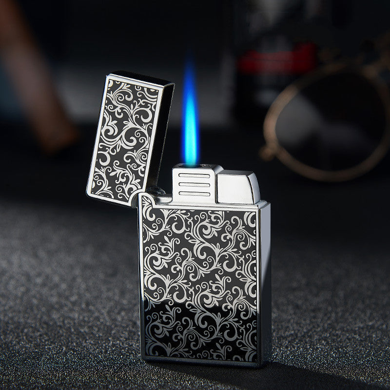 The Last Aztec, Great for outdoor Activities, Bao B813 Gas Lighters Metal Langsheng Steel Tone Direct Punching Windproof Blue Flame Electronic Lighter
