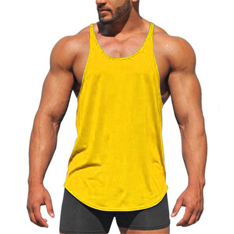 The Last Aztec, Solid Color Men's Sports Vest Cotton Bodybuilding Fitness Thin Strap I-shaped Camisole