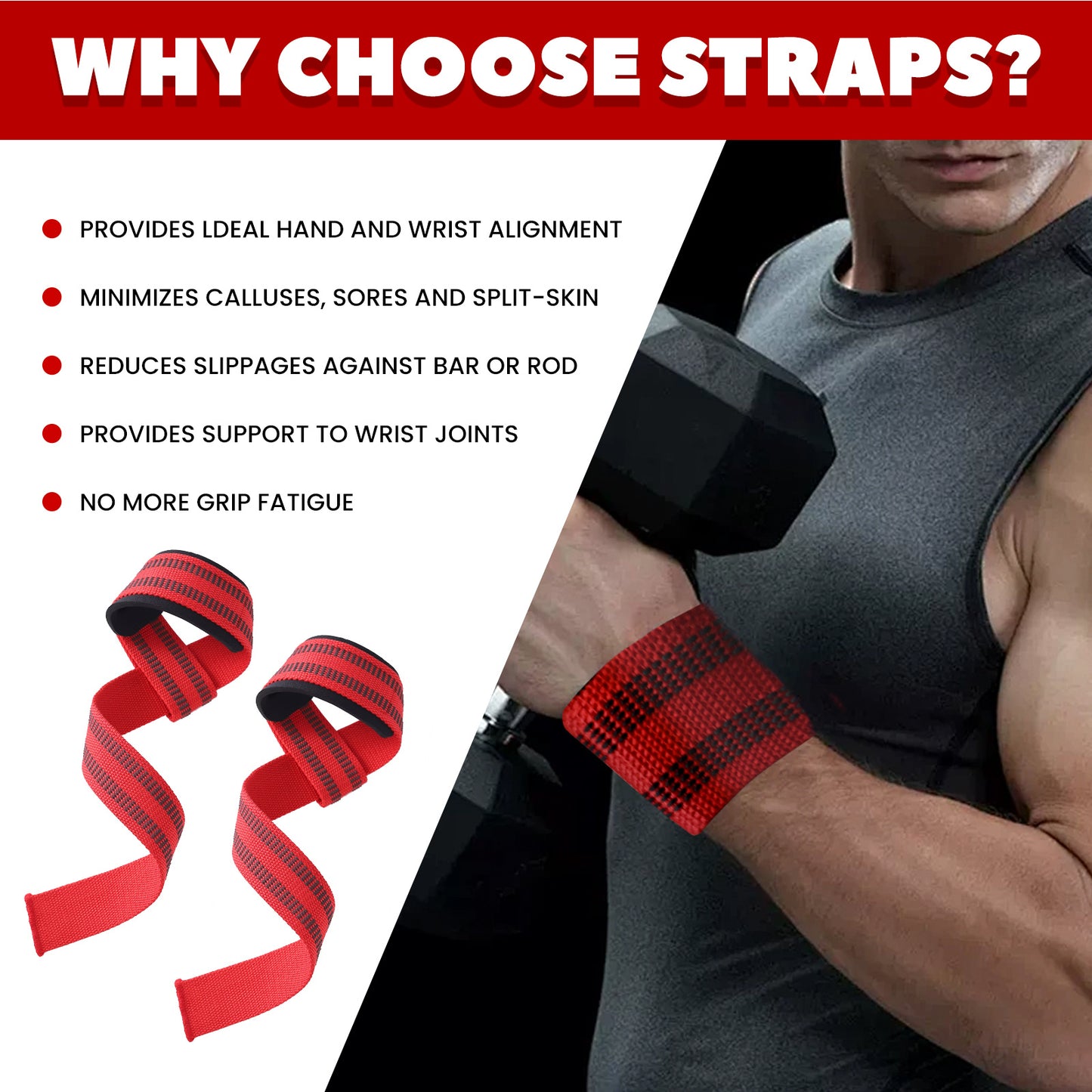 The Last Aztec, Cotton Hard Pull Wrist Lifting Straps Grips Band-Deadlift Straps With Neoprene Cushioned Wrist Padded And Anti-Skid Silicone -for Men & Women- For Weightlifting, Bodybuilding, Xfit, Strength Training