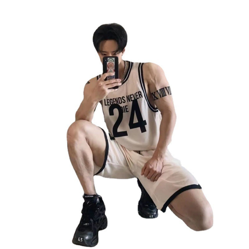 The Last Aztec, Get One Size Bigger Than Your Regular Size, Quick-drying Sports Vest Summer New Elastic American Basketball Training No 24 Jersey Vest