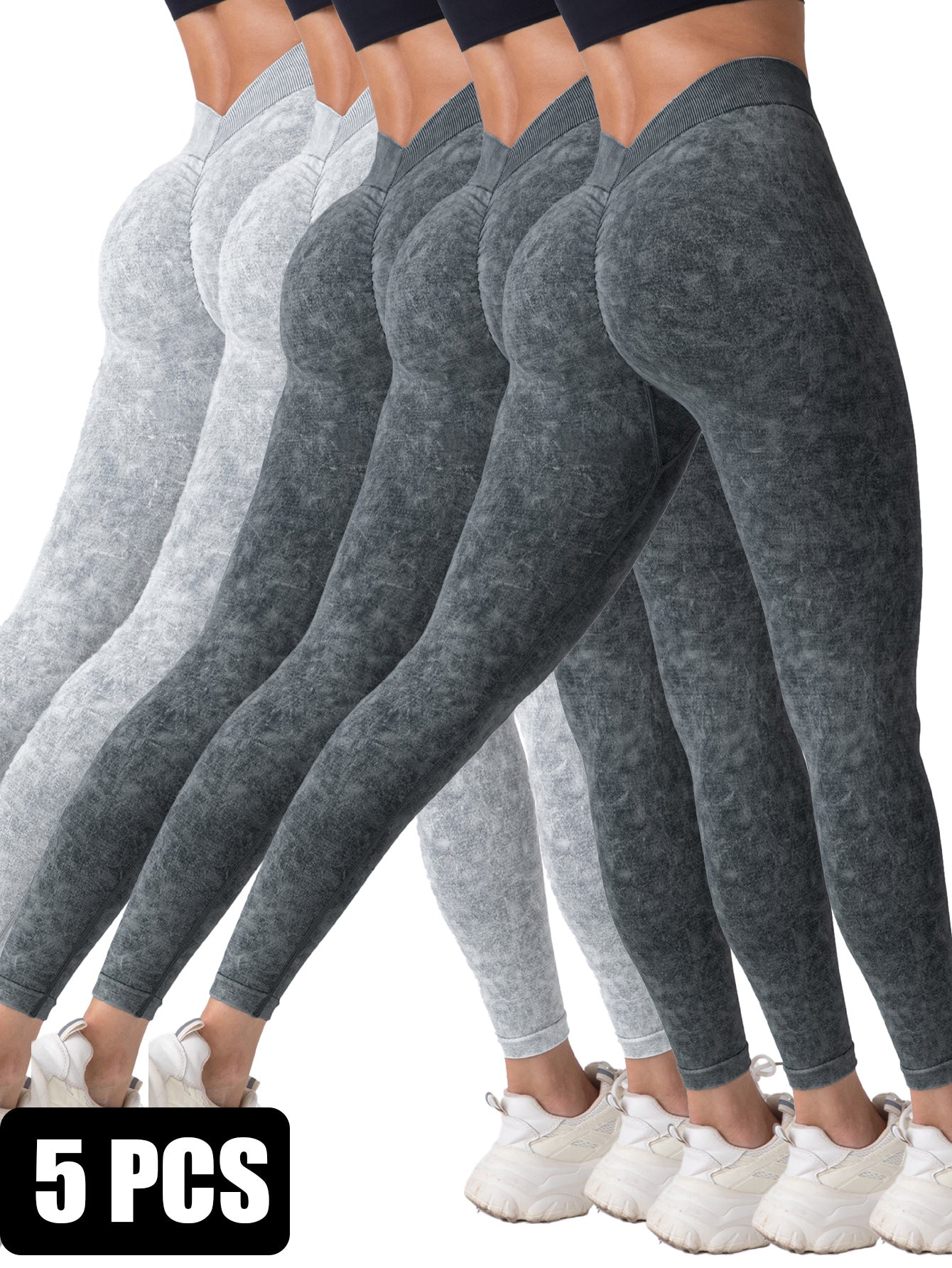 The Last Aztec, (Get One Size Bigger Than Your Regular Size), 5 Pieces Seamless for Women, High Waisted Workout Gym Yoga Pants