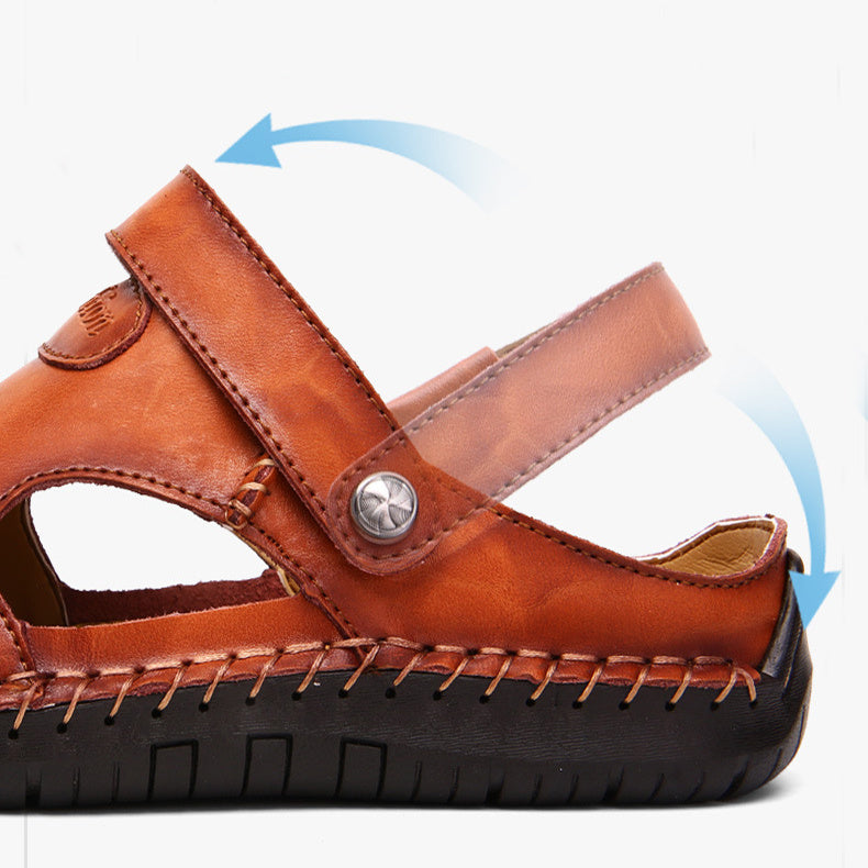 The Last Aztec, Men's Closed Toe Sandals Summer Adjustable Slides Slippers Fashion Beach Shoes