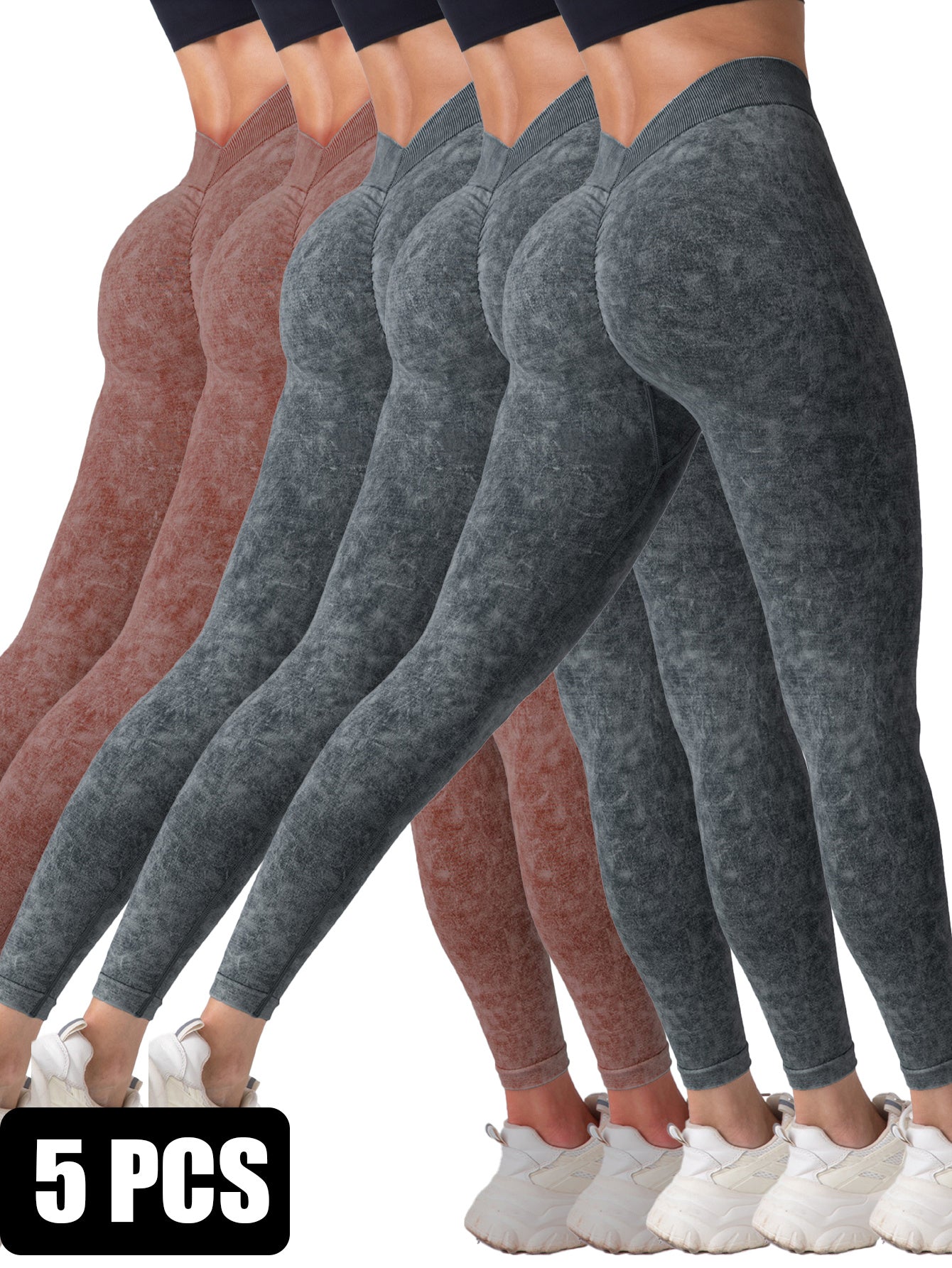 The Last Aztec, (Get One Size Bigger Than Your Regular Size), 5 Pieces Seamless for Women, High Waisted Workout Gym Yoga Pants