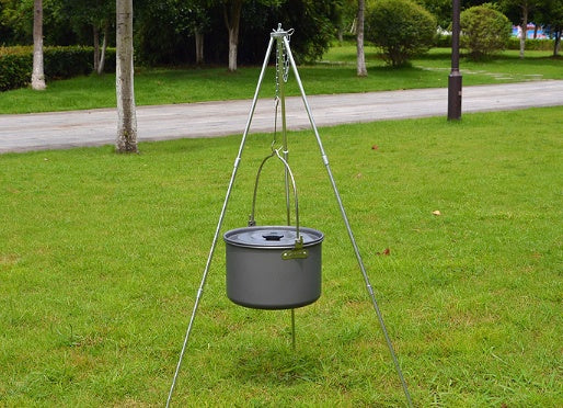The Last Aztec, Camping outdoor campfire tripod hanging pot picnic fire bracket aluminum alloy tripod camping supplies