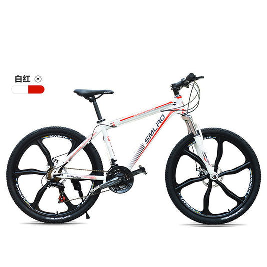 Factory direct mountain bike 26 inch aluminum alloy integrated wheel double disc brake adult suspension bicycle