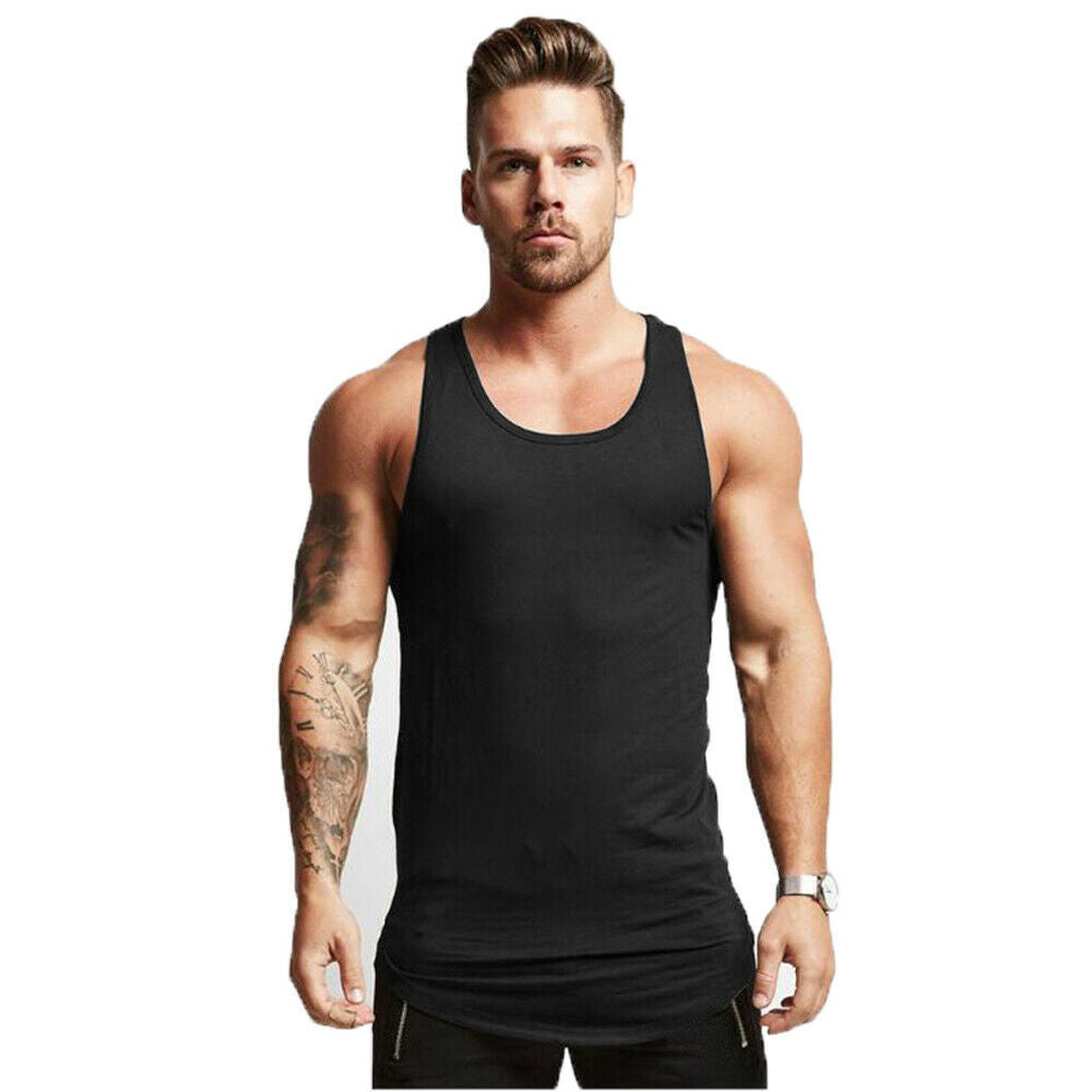 The Last Aztec, Get One Size Bigger Than Your Regular Size, Men's bodybuilding cotton solid color sleeveless T-shirt