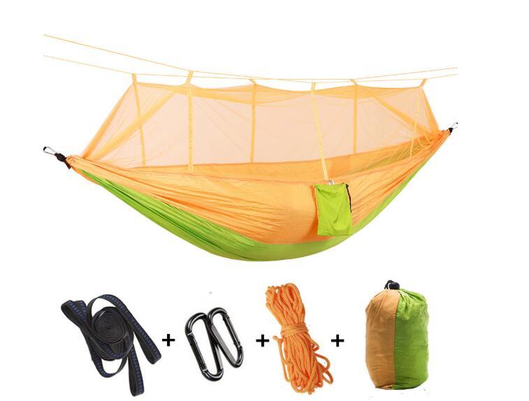 The Last Aztec, Outdoor Parachute Cloth Hammock Couble with Mosquito Net Light Portable Army Green Insect-proof Camping Aerial Tent
