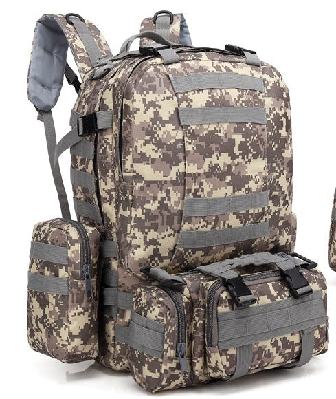 The Last Aztec, Men's Travel Backpack Oxford Cloth Outdoors Backpack Army Camouflage Tactics Double Shoulder Bag Mountaineering Large Combination Backpack