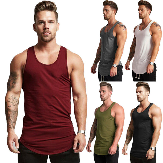 The Last Aztec, Get One Size Bigger Than Your Regular Size, Men's bodybuilding cotton solid color sleeveless T-shirt