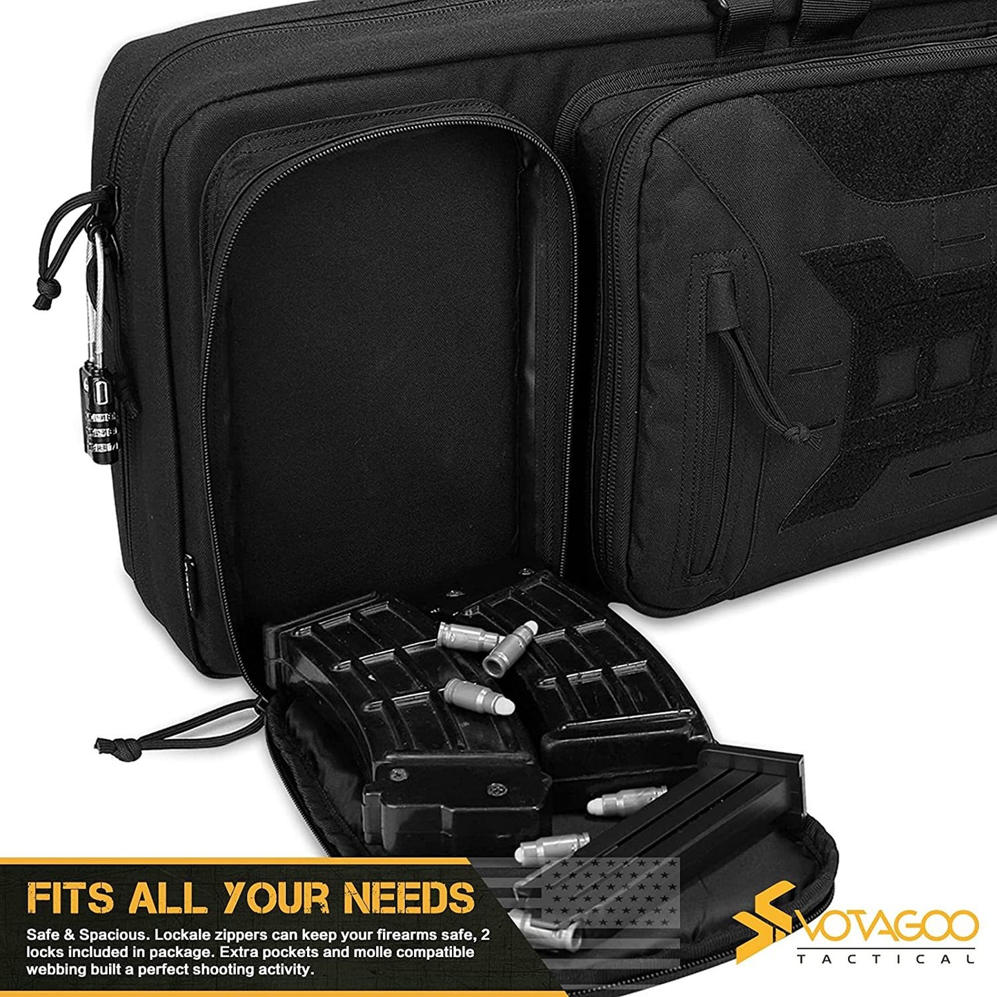 The Last Aztec, VOTAGOO Double Rifle Case Gun Bag, Safely Long-Barrel Firearm Transportation Cases  Locks, All-Weather Soft Tactical Range Bag Ackpack For Shotgun Spacious Heavy Duty