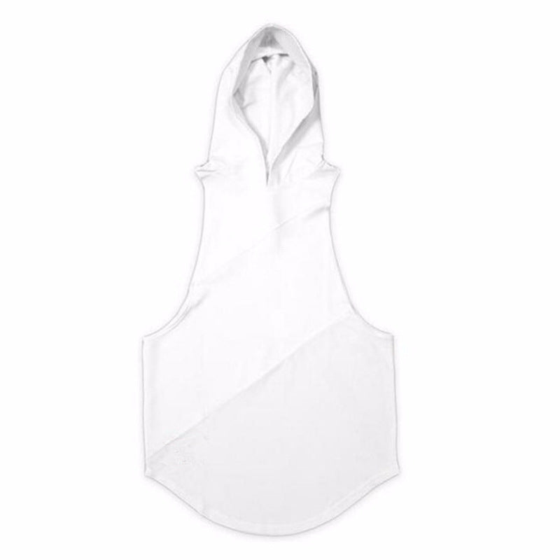 The Last Aztec, Men's Fitness Vest Solid Color Pure Cotton Bodybuilding Hooded Long Loose