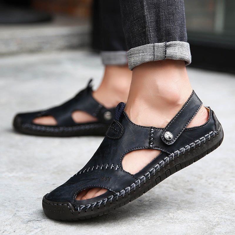 The Last Aztec, Men's Closed Toe Sandals Summer Adjustable Slides Slippers Fashion Beach Shoes