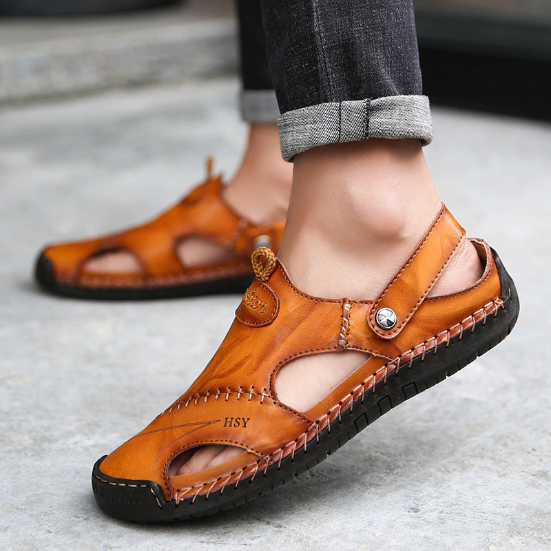 The Last Aztec, Men's Closed Toe Sandals Summer Adjustable Slides Slippers Fashion Beach Shoes