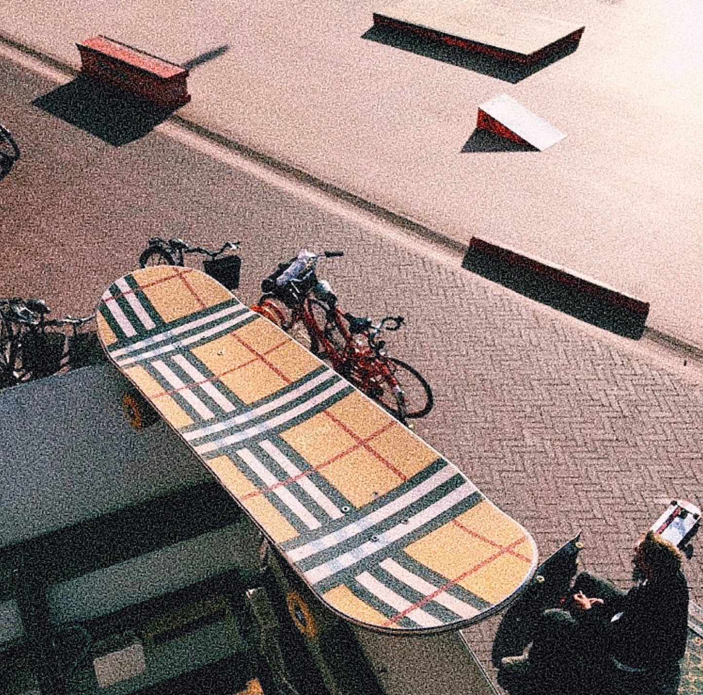 The Last Aztec, Brown Plaid Sandpaper Skateboard Sandpaper Ins Same Type Sandpaper Double Warped Longboard Diy