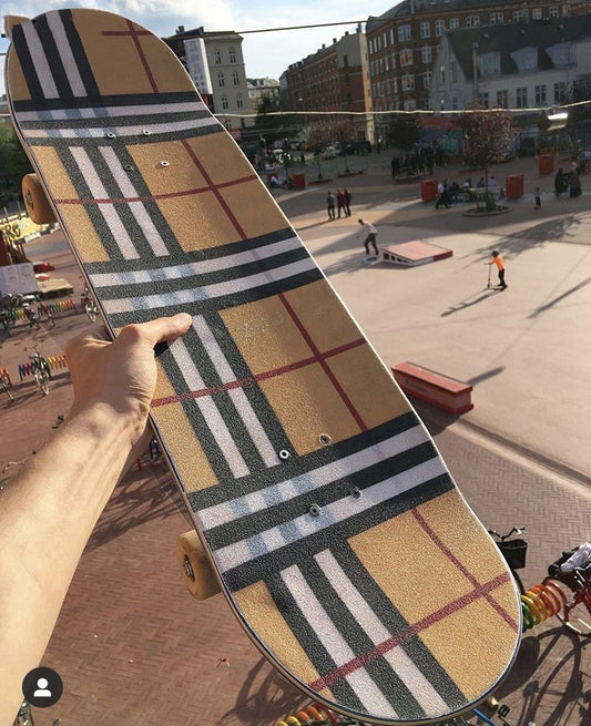 The Last Aztec, Brown Plaid Sandpaper Skateboard Sandpaper Ins Same Type Sandpaper Double Warped Longboard Diy