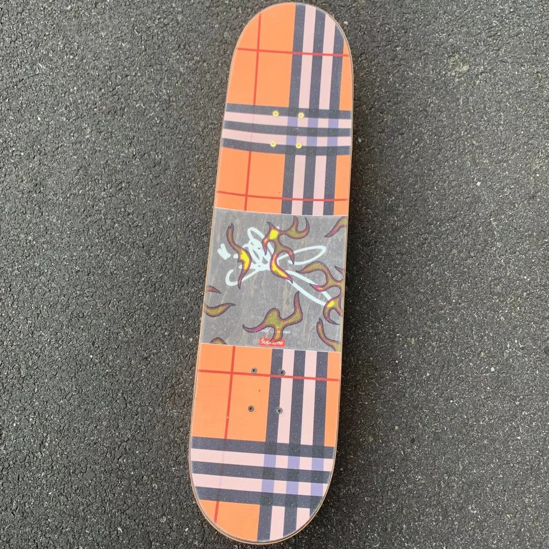 The Last Aztec, Brown Plaid Sandpaper Skateboard Sandpaper Ins Same Type Sandpaper Double Warped Longboard Diy