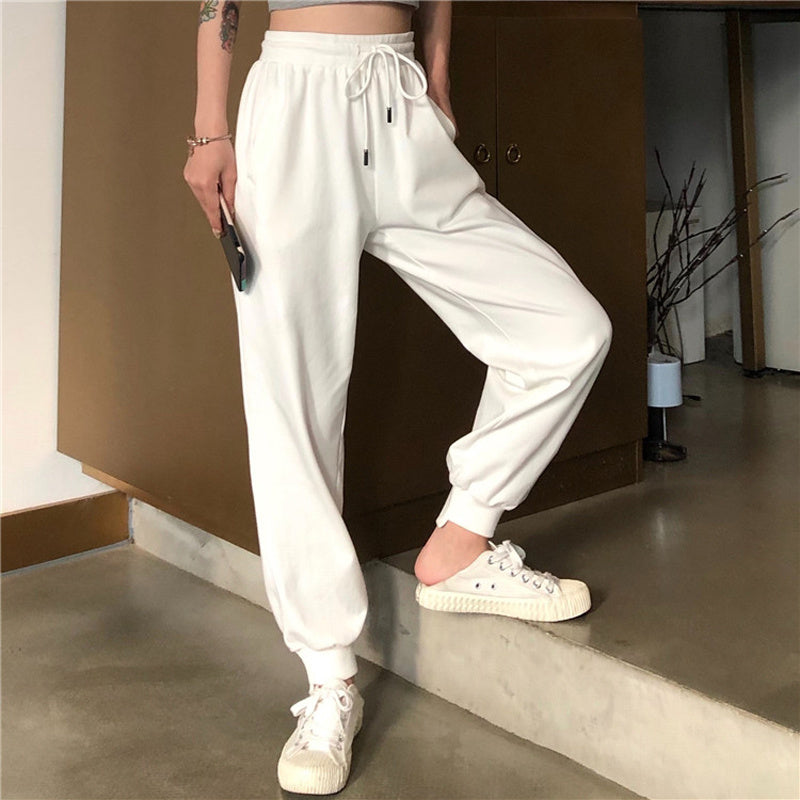 The Last Aztec, Get One Size Bigger Than Your Regular Size, White Pants Loose And Thin Waist Pants Sports Pants High Waist Casual Pants Women's Health Pants