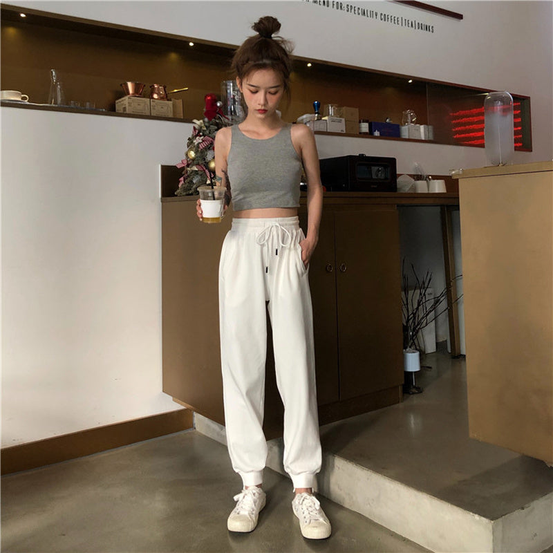 The Last Aztec, Get One Size Bigger Than Your Regular Size, White Pants Loose And Thin Waist Pants Sports Pants High Waist Casual Pants Women's Health Pants