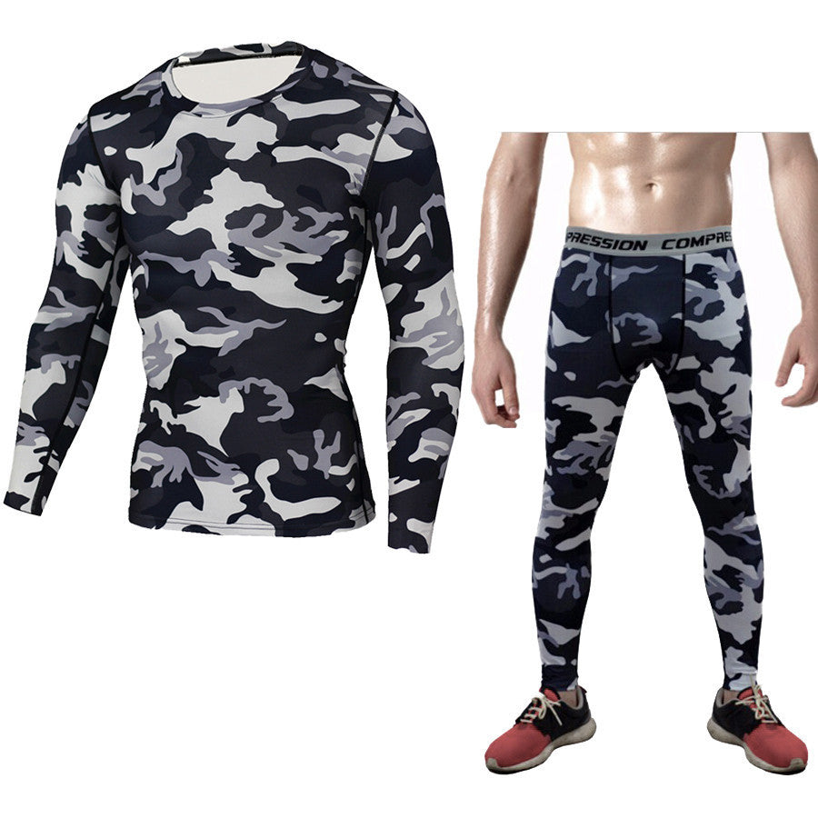 The Last Aztec, Get A Bigger Size Than Your Regular Size, Camouflage Compression Baselayer Set Sports Compression Set Long Sleeve T-Shirt Tights Exercise Clothes Workout Bodysuit Fitness Suits For Men