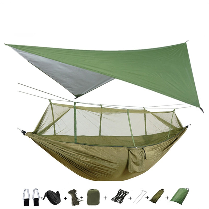 The Last Aztec, Outdoor Parachute Cloth Hammock Couble with Mosquito Net Light Portable Army Green Insect-proof Camping Aerial Tent