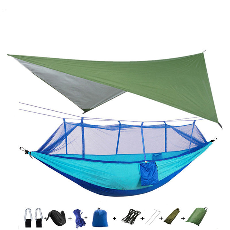 The Last Aztec, Outdoor Parachute Cloth Hammock Couble with Mosquito Net Light Portable Army Green Insect-proof Camping Aerial Tent