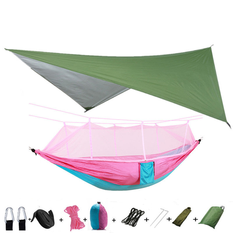 The Last Aztec, Outdoor Parachute Cloth Hammock Couble with Mosquito Net Light Portable Army Green Insect-proof Camping Aerial Tent