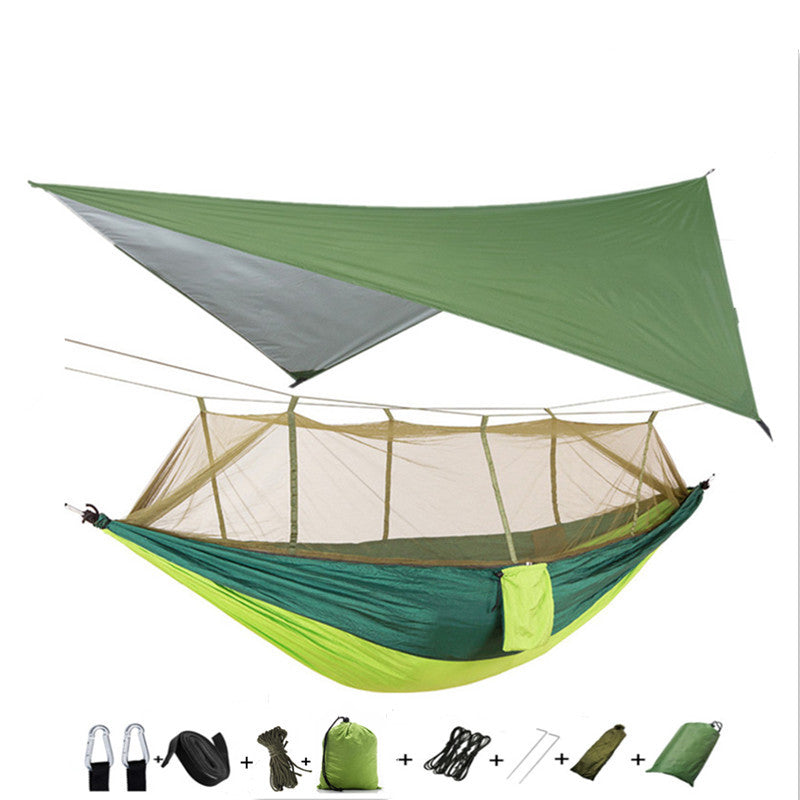 The Last Aztec, Outdoor Parachute Cloth Hammock Couble with Mosquito Net Light Portable Army Green Insect-proof Camping Aerial Tent