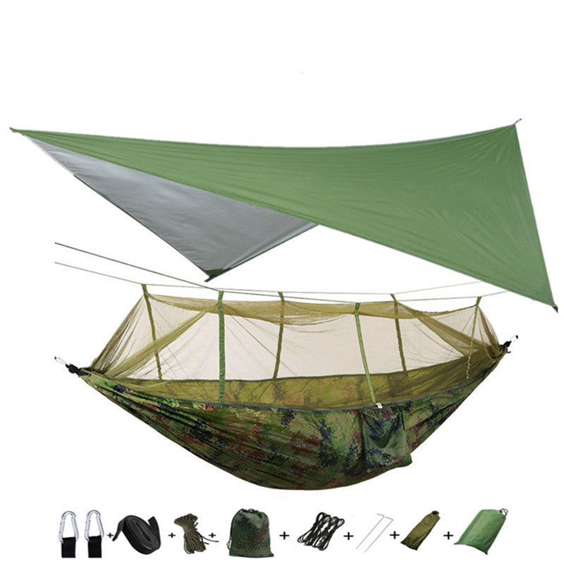 The Last Aztec, Outdoor Parachute Cloth Hammock Couble with Mosquito Net Light Portable Army Green Insect-proof Camping Aerial Tent