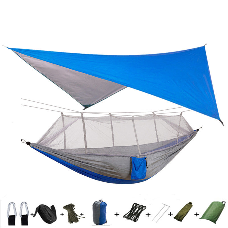 The Last Aztec, Outdoor Parachute Cloth Hammock Couble with Mosquito Net Light Portable Army Green Insect-proof Camping Aerial Tent