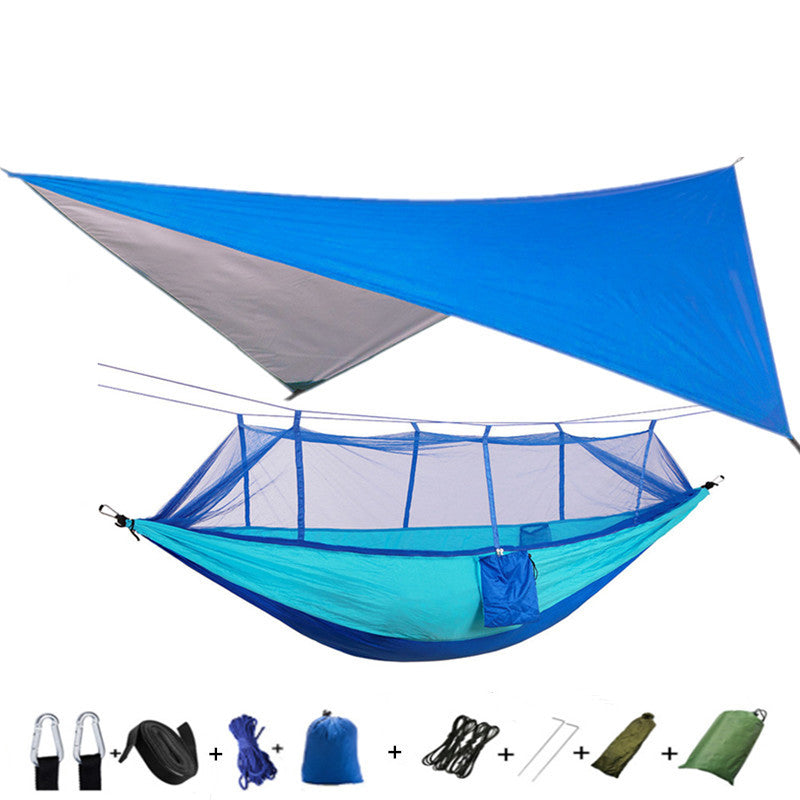 The Last Aztec, Outdoor Parachute Cloth Hammock Couble with Mosquito Net Light Portable Army Green Insect-proof Camping Aerial Tent