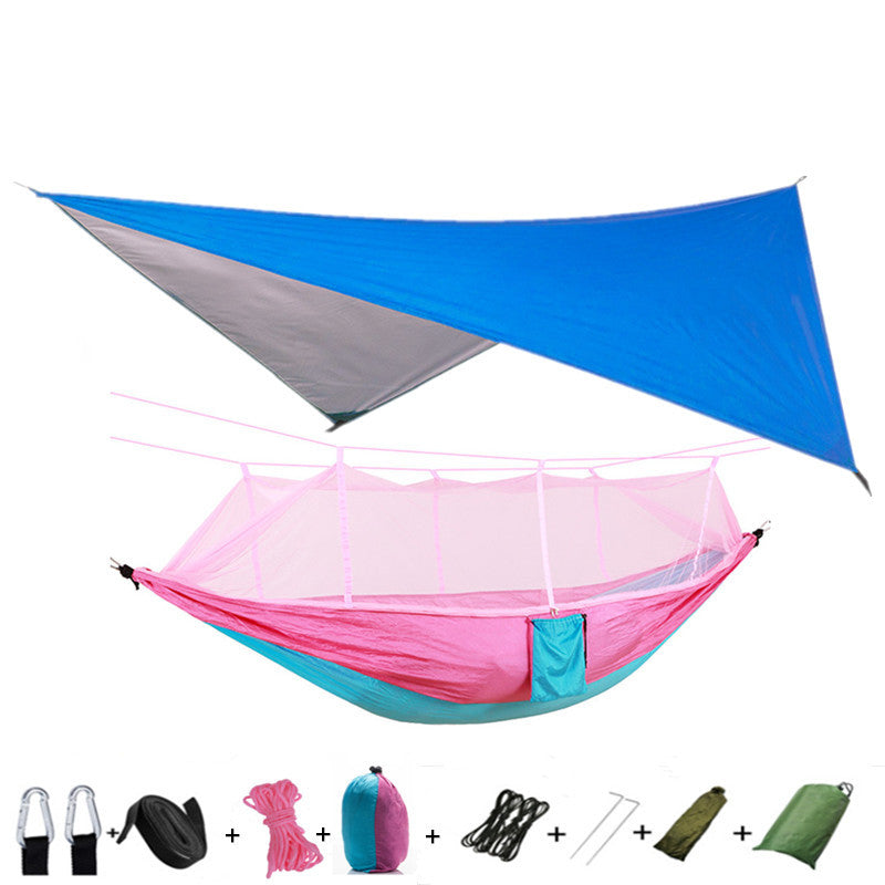 The Last Aztec, Outdoor Parachute Cloth Hammock Couble with Mosquito Net Light Portable Army Green Insect-proof Camping Aerial Tent