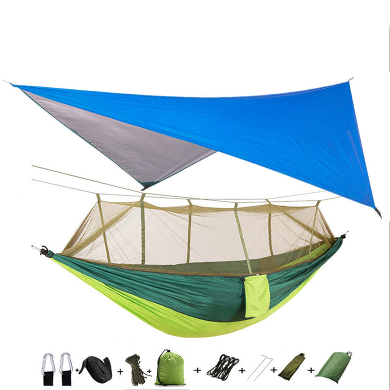 The Last Aztec, Outdoor Parachute Cloth Hammock Couble with Mosquito Net Light Portable Army Green Insect-proof Camping Aerial Tent