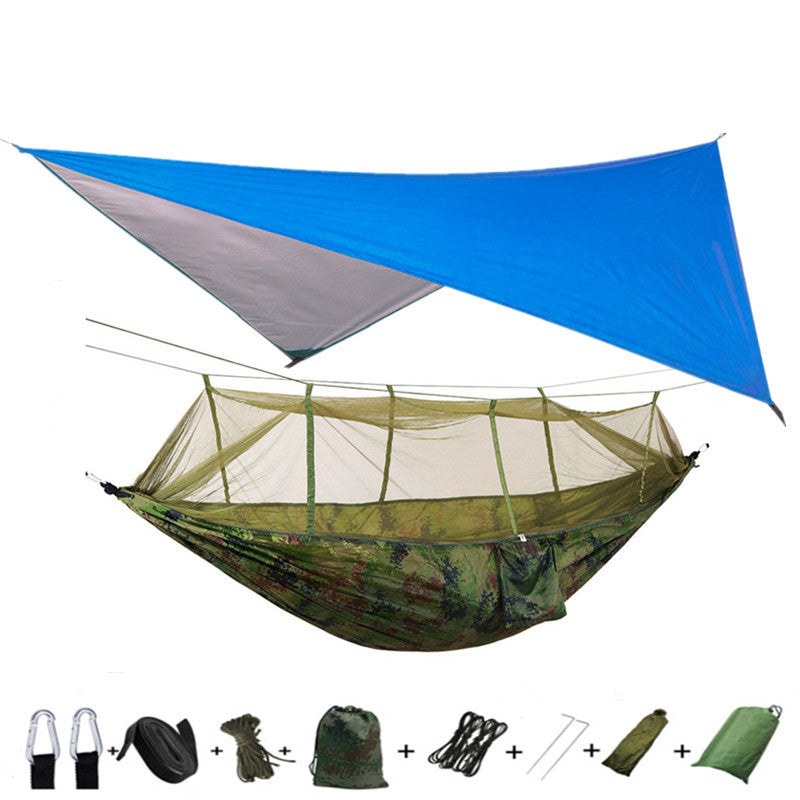 The Last Aztec, Outdoor Parachute Cloth Hammock Couble with Mosquito Net Light Portable Army Green Insect-proof Camping Aerial Tent