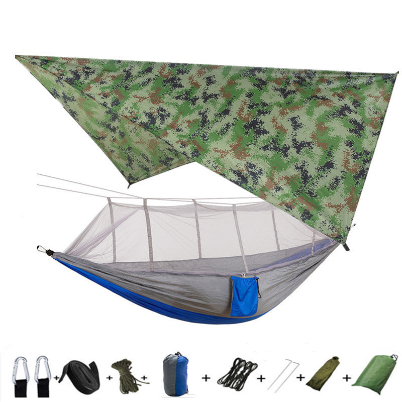 The Last Aztec, Outdoor Parachute Cloth Hammock Couble with Mosquito Net Light Portable Army Green Insect-proof Camping Aerial Tent