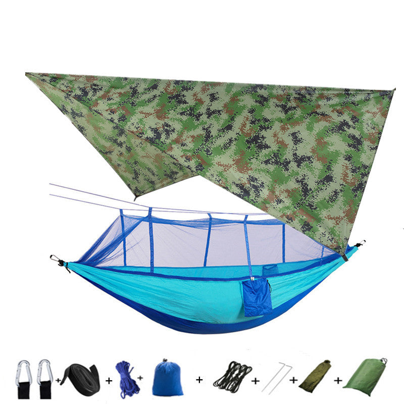 The Last Aztec, Outdoor Parachute Cloth Hammock Couble with Mosquito Net Light Portable Army Green Insect-proof Camping Aerial Tent