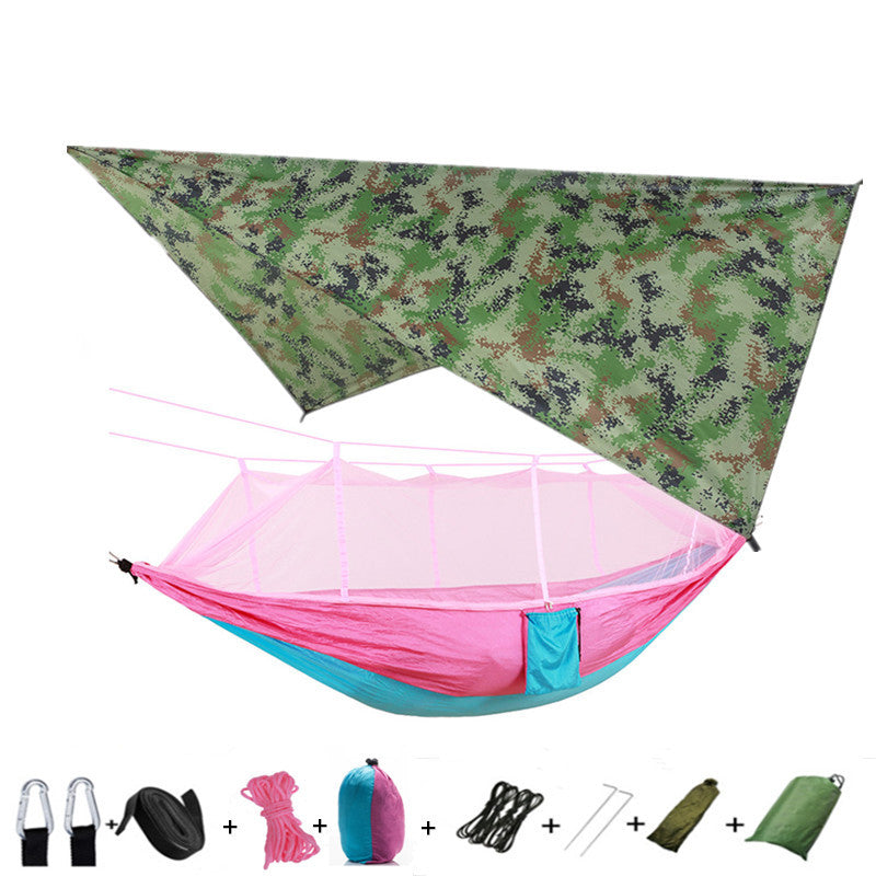 The Last Aztec, Outdoor Parachute Cloth Hammock Couble with Mosquito Net Light Portable Army Green Insect-proof Camping Aerial Tent