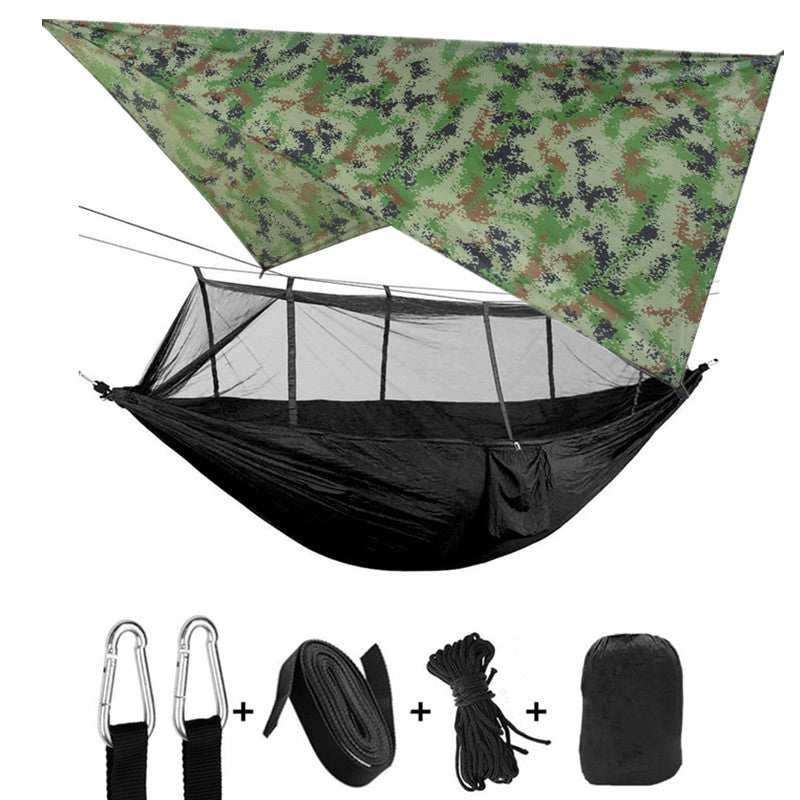 The Last Aztec, Outdoor Parachute Cloth Hammock Couble with Mosquito Net Light Portable Army Green Insect-proof Camping Aerial Tent