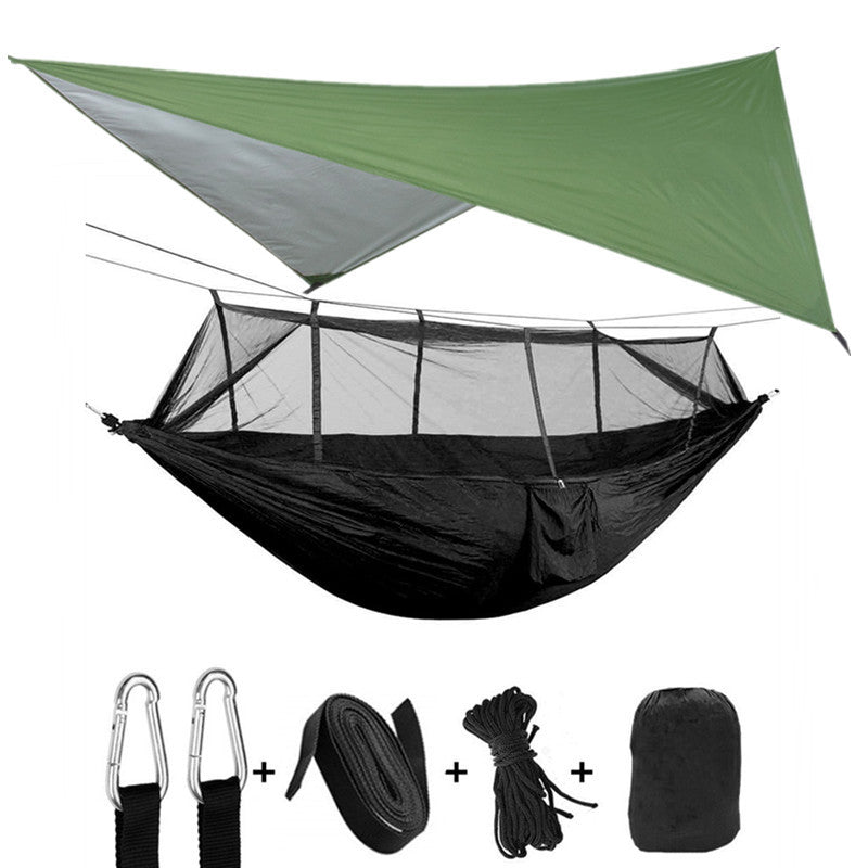 The Last Aztec, Outdoor Parachute Cloth Hammock Couble with Mosquito Net Light Portable Army Green Insect-proof Camping Aerial Tent