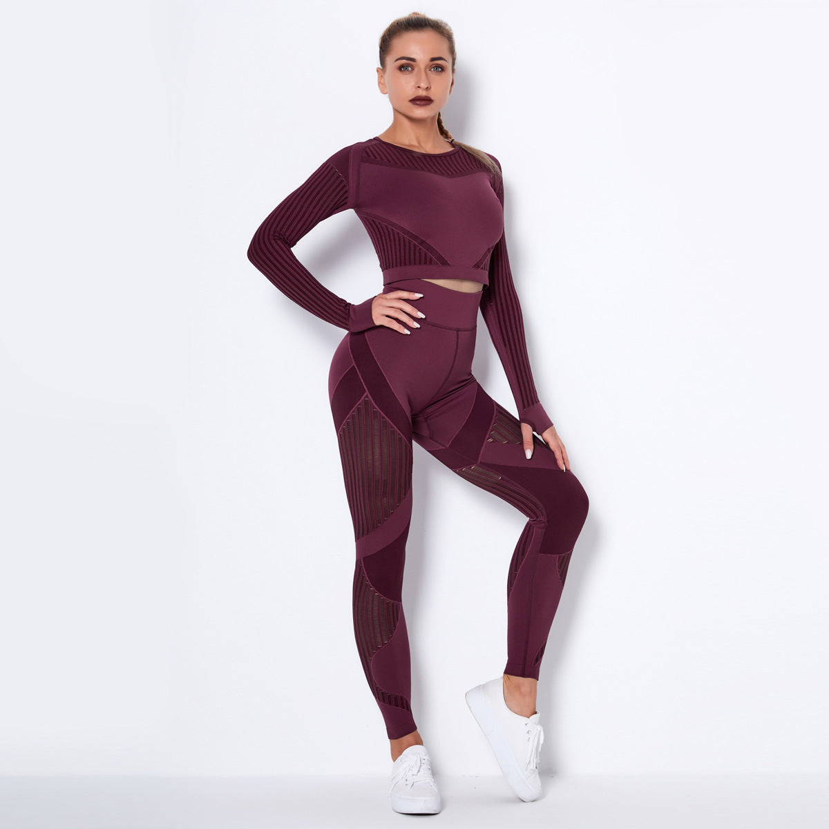 The Last Aztec,  ( Get One Size Bigger Than Your Regular Size), Seamless Knitted Absorbent Yoga Long-Sleeved Suit Yoga Wearsuit