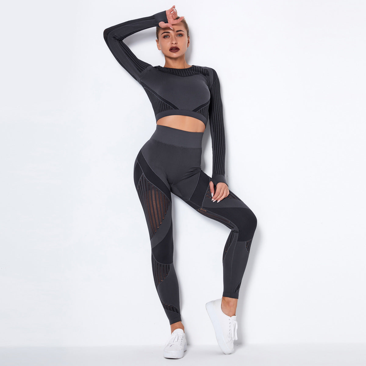 The Last Aztec,  ( Get One Size Bigger Than Your Regular Size), Seamless Knitted Absorbent Yoga Long-Sleeved Suit Yoga Wearsuit