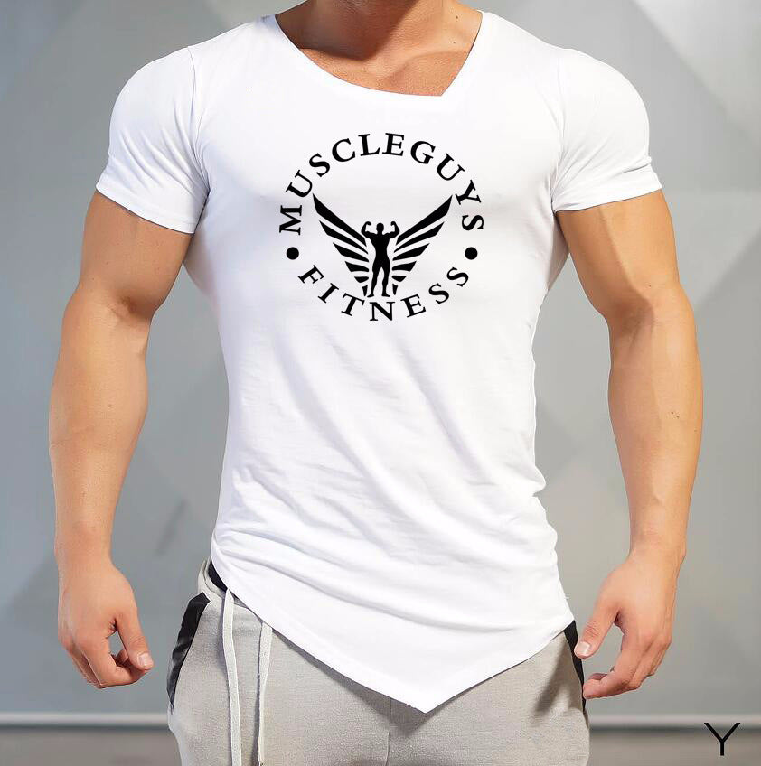 The Last Aztec, Pure Cotton T-shirt Men's Sports Muscle Bodybuilding Undershirt Irregular Breathable Short Sleeve