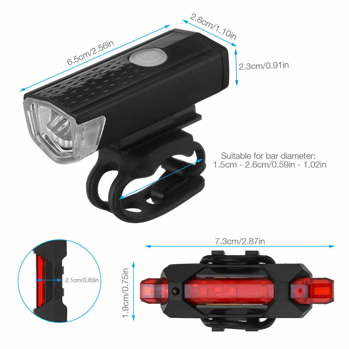 The Last Aztec, USB Rechargeable LED Bicycle Headlight Bike Head Light Cycling Rear Front Lamp Bike Light Rainproof USB Rechargeable LED bicycle Light