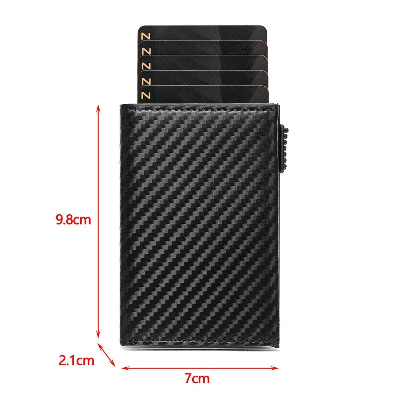 The Last Aztec, Be Comfortable Working-out, Carbon Fiber Large Capacity Automatic Aluminum Box Anti-theft Swiping Multiple Card Slots Tri Fold Card Holder Wallet