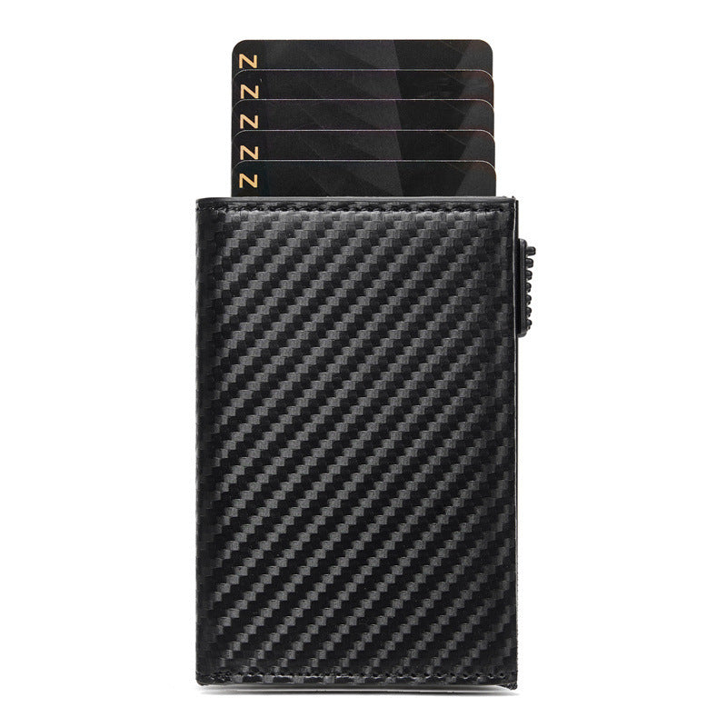 The Last Aztec, Be Comfortable Working-out, Carbon Fiber Large Capacity Automatic Aluminum Box Anti-theft Swiping Multiple Card Slots Tri Fold Card Holder Wallet