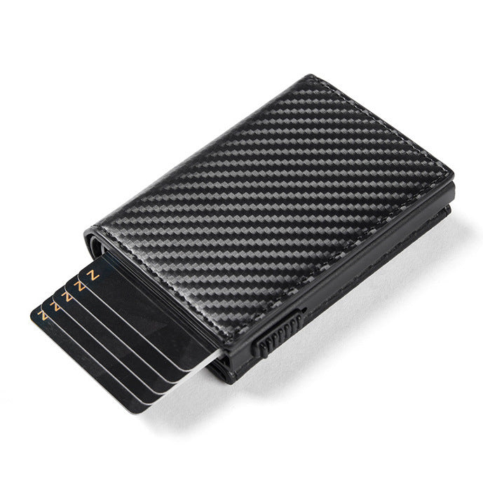 The Last Aztec, Be Comfortable Working-out, Carbon Fiber Large Capacity Automatic Aluminum Box Anti-theft Swiping Multiple Card Slots Tri Fold Card Holder Wallet